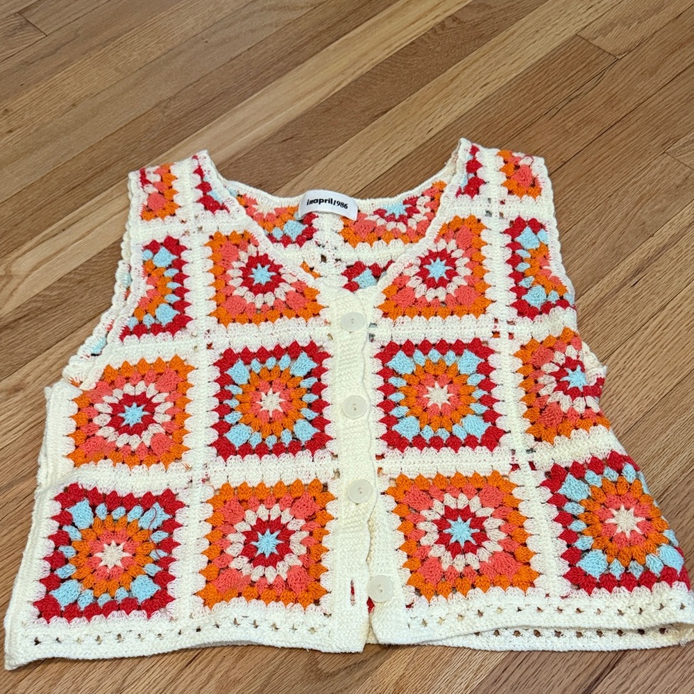 Inapril1986 crochet vest - womens XS/S